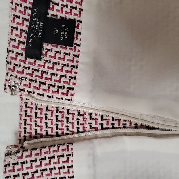 AnnTaylor Plaid Pencil Midi Skirt 12P Pink - Picture 3 of 6